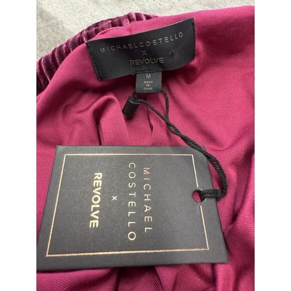 NWT Michael Costello x Revolve Hana Velvet Mini Dress Deep Raspberry sz M - Picture 4 of 6